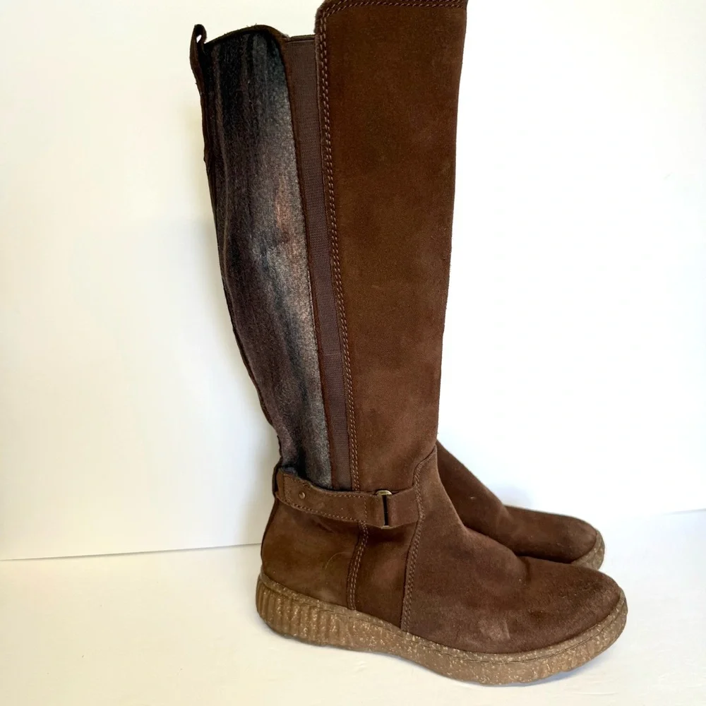 Clarks Collection Brown Suede Tall Shaft Boots Caroline Style Knee High Size 6